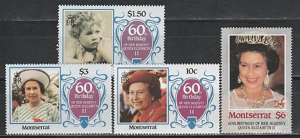Монтсеррат 1986, 60 лет Елизавете II, 4 марки)